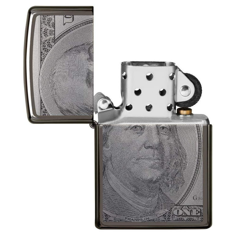 Zippo 49025 Black Ice Currency Design Refillable Windproof Lighter