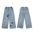 thumbnail image 6 of Cute Jeans for Teen Girls Y2𝐊 Heart Patchwork High Waisted Straight Leg Baggy Jeans Wide Leg Denim Pants Preppy Clothes, 6 of 9