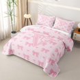 thumbnail image 3 of Manfei Letter V Initial Print Quilt King For Kids,Lovely Pink Bow King Coverlet Set For Girls,3-Piece, 3 of 7