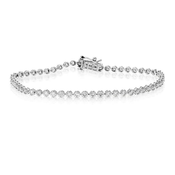 Vir Jewels 2 CTTW 57 Stones Round Diamond Bracelet 14K White Gold Prong Set 7 Inch For Female Adult