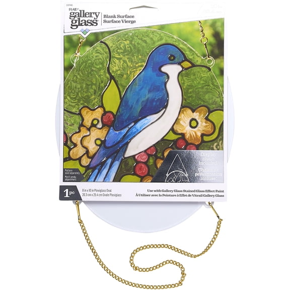 FolkArt Gallery Glass Clear Oval Surface, 8 x 10 in, with Gold Hanging Chain
