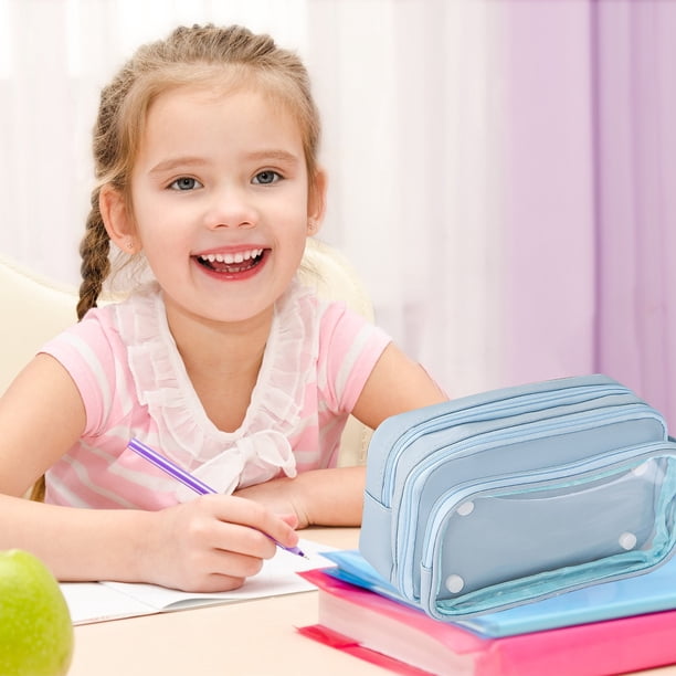 Estuche organizador de gran capacidad para lápices | Estuche grande impermeable con cierre a presión | Clip extraíble | Bolsa de papelería multiusos duradera para la escuela, la oficina, viajes y