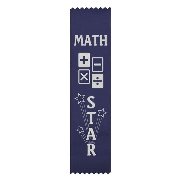 RibbonsNow Math Star Ribbons - 50 Flat Bookmark Style Ribbons (No Card & String)