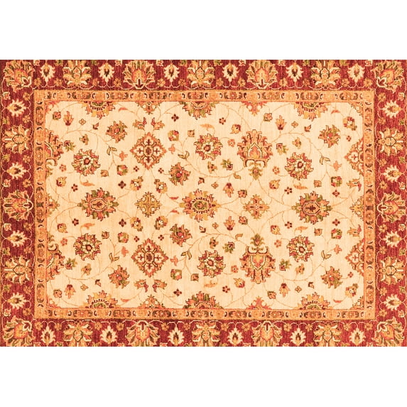 Ahgly Company Indoor Rectangle Abstract Orange Modern Area Rugs, 8' x 12'