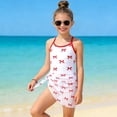 thumbnail image 2 of XZNPDUCQ Girls Swimsuit Set Comfortable Soft Breathable And Stylish With Bow Print Swimming Suit For Girls 11-12 Years Red, 2 of 8