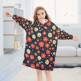 thumbnail image 5 of FORMRS Wearable Blanket Hoodie with Sleeves for Kids Cozy Flannel Sweatshirt, Red Floral, 5 of 7
