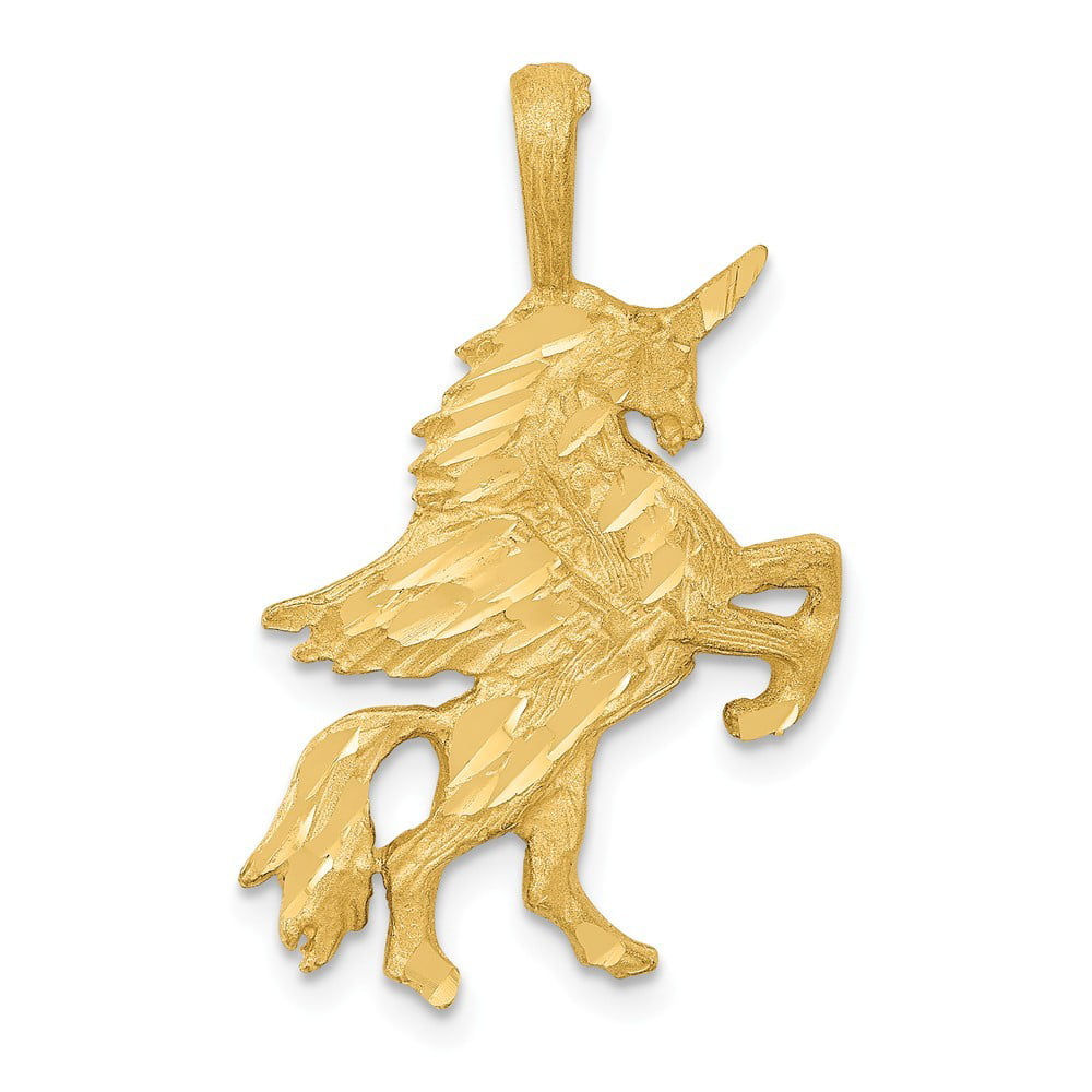 10k Yellow Gold Satin Finish Unicorn Charm Pendant