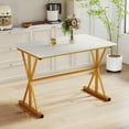 thumbnail image 4 of Kadyn 44 Inches Sintered Stone Dining Room Table with Metal Frame and Faux Marble Tabletop, Dining Table for Dining Room, Living Room, Restaurant, White, 4 of 7