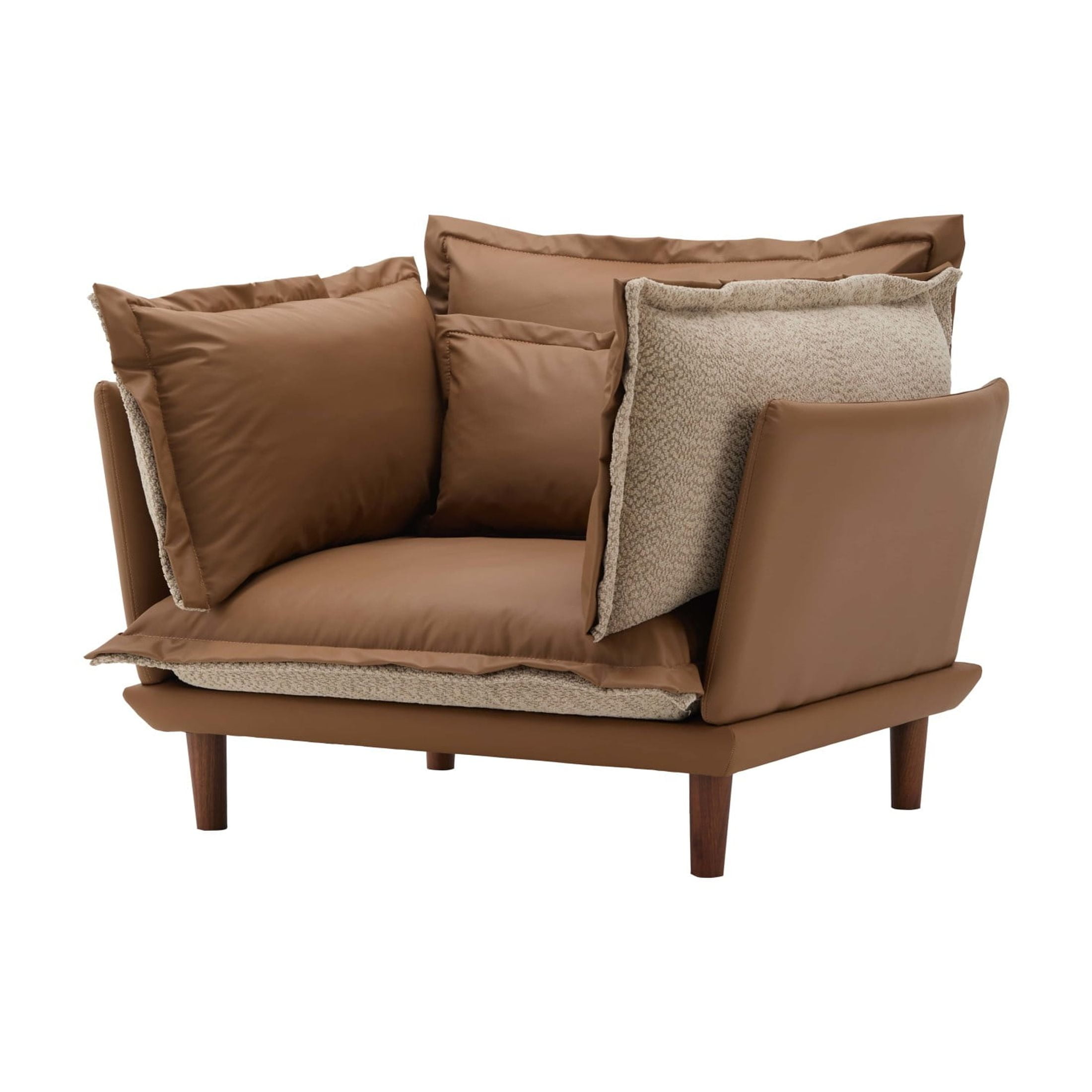 Aureth Modern Convertible Lounge Armchair with Reversible Upholstery, Feather-Filled Cushions, Orange