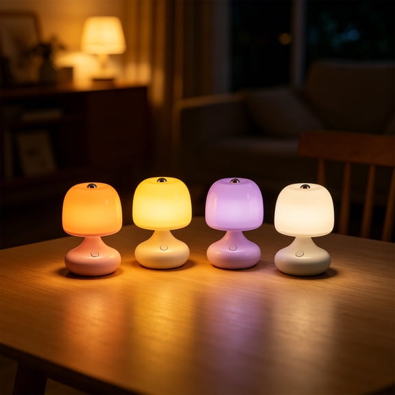 LEFXSMR Table Lamp, Chubby Portable Night Light, Cute Desk Lamp for Living Room & Bedroom, Pink