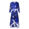thumbnail image 6 of Wangmeiwg Christmas Dresses for Women Christmas Snowflake Print Long Casual Dress for Women with Round Neck and Half Sleeve Elegant Design S Blue, 6 of 7