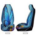 thumbnail image 3 of Blue Butterfly Floral Fantasy Car Seat Cover Set Auto Front Bucket Cushion Protect Accessories 2 Piece, 3 of 6