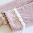 thumbnail image 6 of LWavelet Ribbed Fabric Pom-pom Trim Lounge Pants Women Casual Home Wear Pink M, 6 of 8