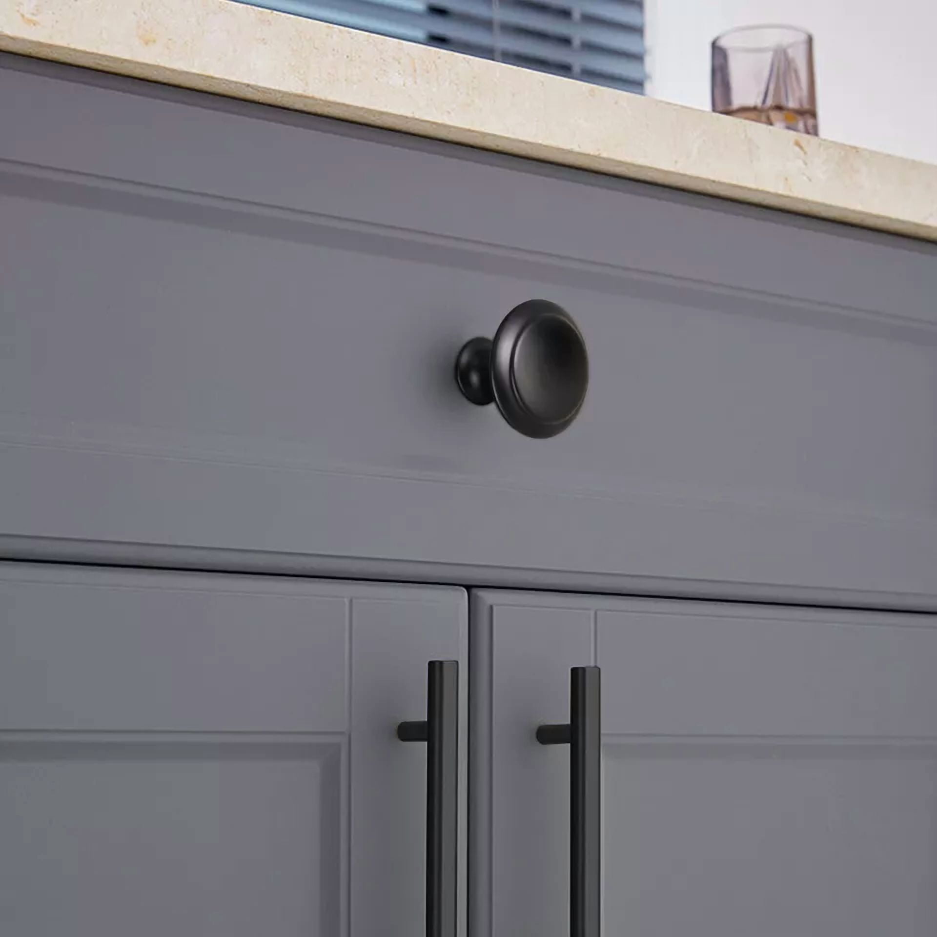 40X Black Round Kitchen Cabinet Knobs Door Drawer Hardware Cupboard Handle Pulls