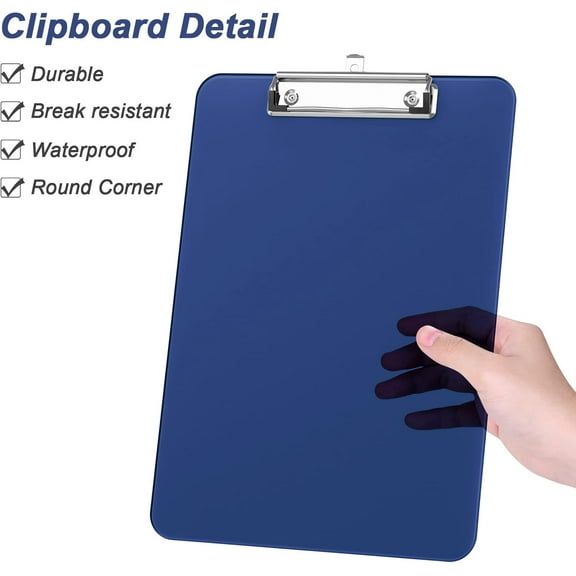 Minzimin 8.5 x 11 Plastic Clipboards Set of 1/2, Low Profile Metal Clip, Translucent Board, 12.5 x 9 in Letter Size, Office Supply, Back to School