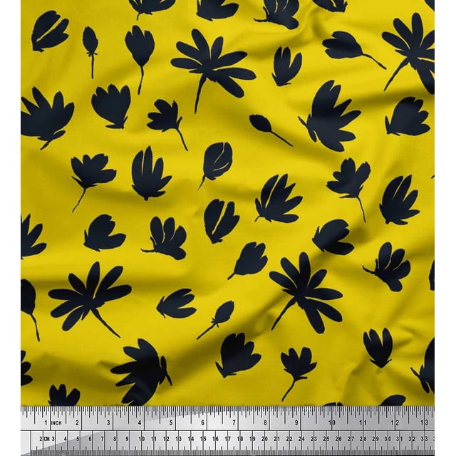 Soimoi Poly Georgette Fabric Wildflower Floral Fabric Prints by Yard 52 Inch Wide