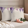 thumbnail image 2 of Spring Lavender Pillow Covers 2 Pack Watercolor Purple Floral Pillowcase Waterproof Outdoor Throw Pillow Cover for Patio Garden Square Cushion 16”x16”, 2 of 9