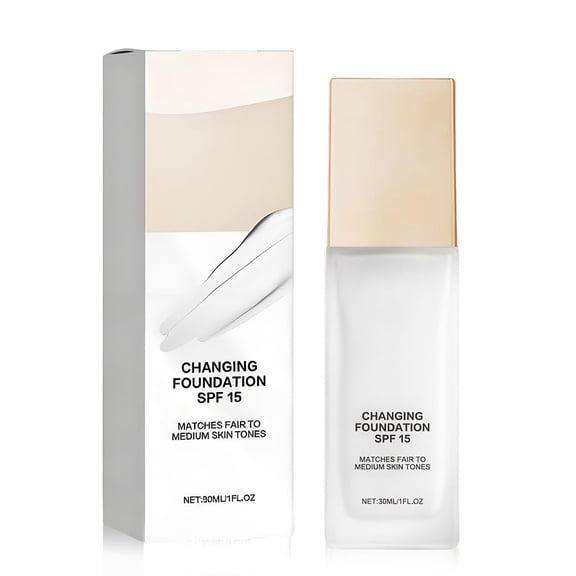 Color Changing Foundation with SPF 15 - Color Adjusting Liquid Foundation for Fair to Medium Skin Tones - Lightweight Hydrating Face Makeup Base, 1 fl oz / 30ml
