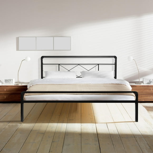 Full Size Metal Bed Frame with Headboard and Footboard, Mattress Foundation Platform Bed Heavy duty Steel Slat Hold Up to 1102 lbs