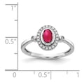 thumbnail image 2 of Diamond2Deal 14k White Gold Diamond and Oval Cabochon Ruby Halo Ring for Women Size- 7, 2 of 5