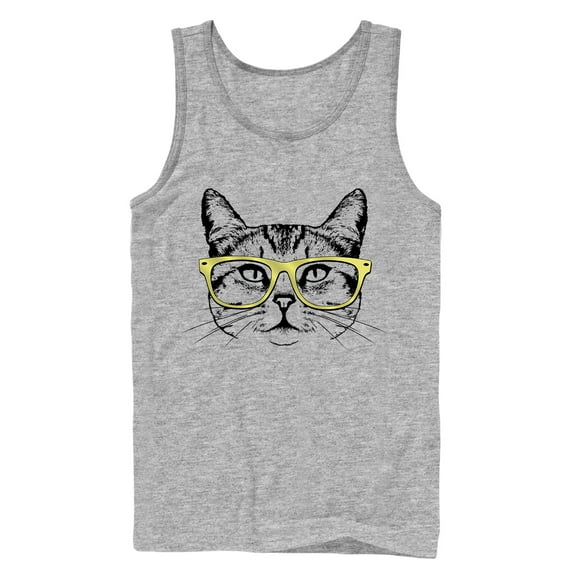 Men's Lost Gods Hipster Kitty Tank Top Athletic Heather Large