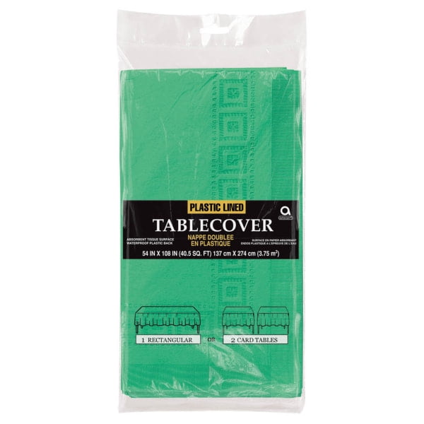 Amscan Plastic Table Covers, 108" x 54", Festive Green, Pack Of 4 Table Covers