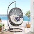 thumbnail image 2 of Swing Lounge Chair, Sunbrella, Grey Gray White, Modern Contemporary Urban Design, Outdoor Patio Balcony Cafe Bistro Garden Furniture Hotel Hospitality, 2 of 8