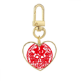 thumbnail image 1 of Chinese New Year Dog Paper Cutting Gold Heart Keychain Metal Keyring Holder, 1 of 3