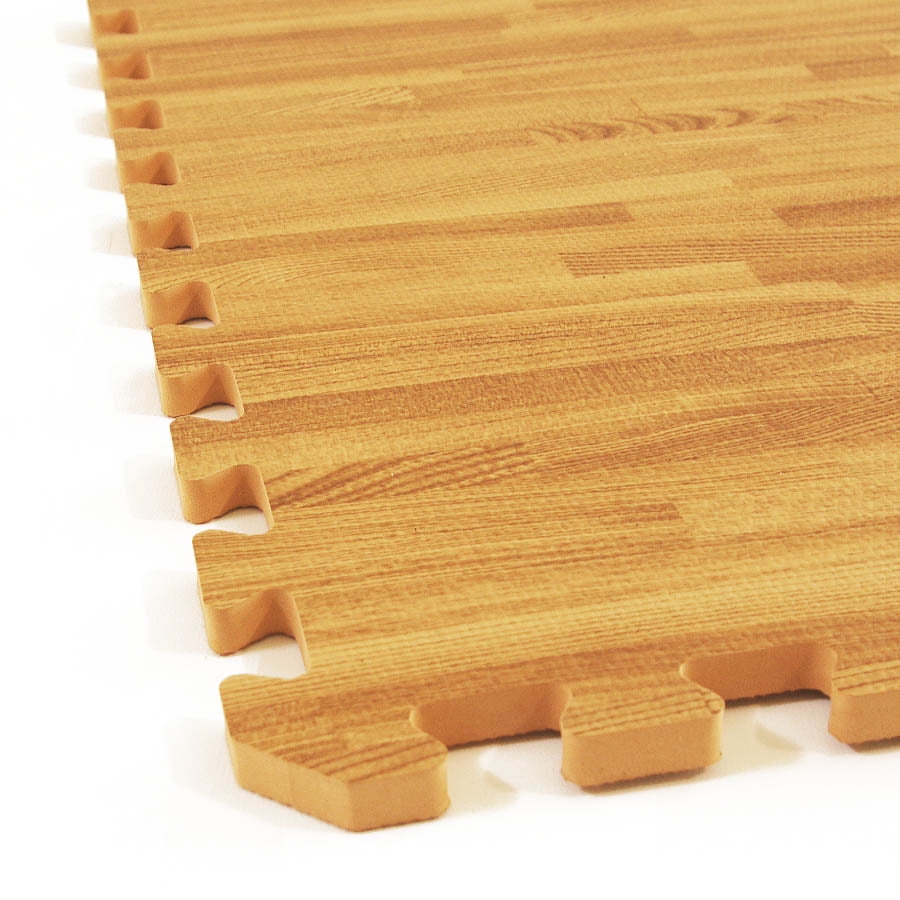 Clevr  100 Sq. Ft 3/8 Inch Thick Interlocking Foam Mats Flooring, Light Wood Oak