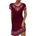 thumbnail image 2 of Aloohaidyvio Dresses Plus Size,Womens Fashion Comfortable Casual Ethnic Short Sleeve Round Neck Print Dress, 2 of 6