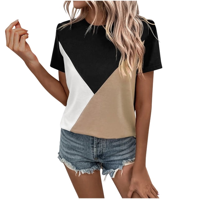 Birdeem Mode Femmes Manches Courtes Col Rond Uni Décontracté Élastique Blouse Confortable Chemises