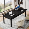 thumbnail image 2 of Tribesigns 63-Inch Executive Desk, Modern Office Computer Desk with Metal Sturdy Frame, Farmhouse Writing Table for Home & Office (Black), 2 of 8