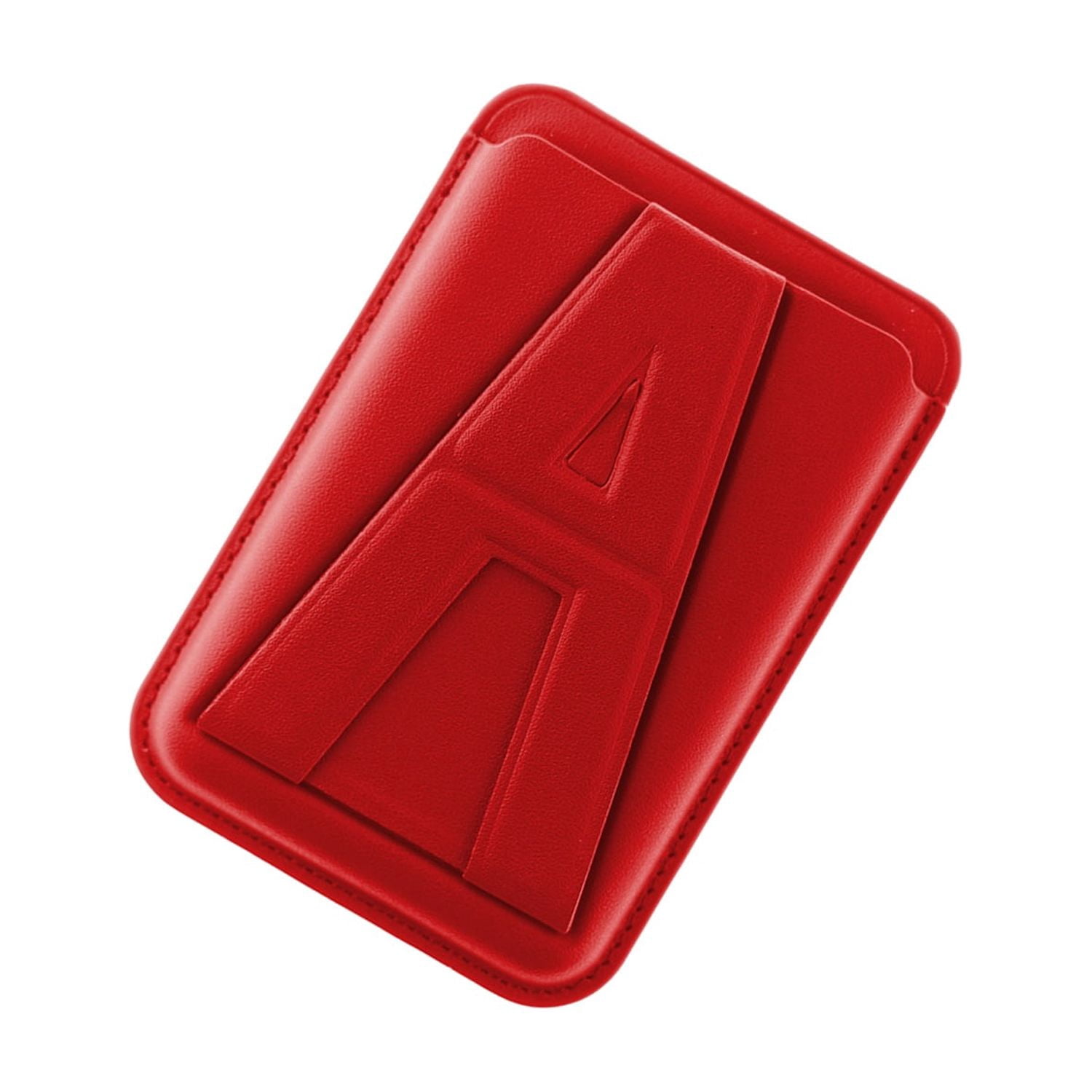 A Design Magnetic Leather Wallet with Integrated Kickstand - Red