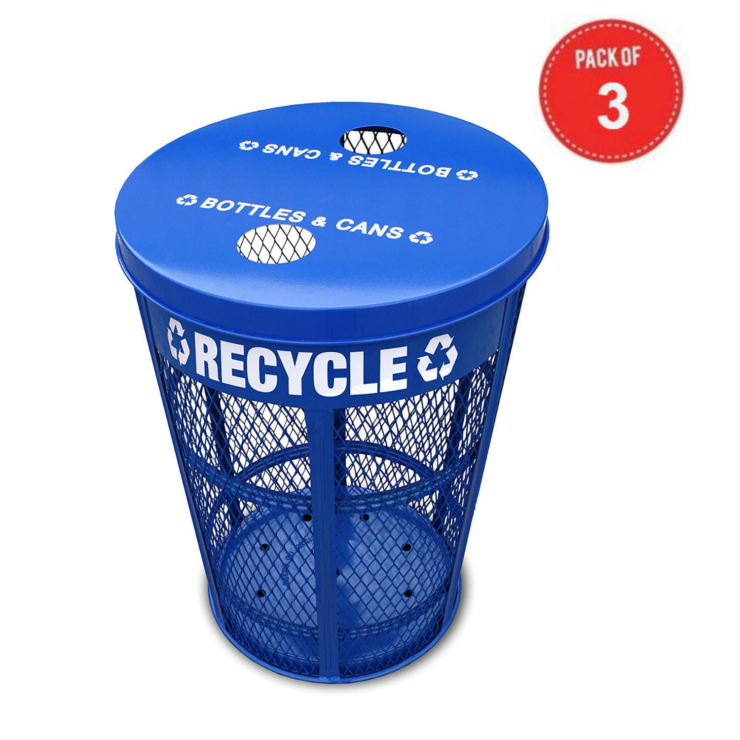23 Diameter x 33 Height Round Blue Witt Industries EXP-52NPBL-FTR 48-Gallon Expanded Metal Outdoor Recycling Receptacle 