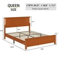 thumbnail image 4 of Miekor Furniture Queen Size Bed Frame, Platform Bed Frame With Wood Headboard And Footboard, Charging Station And Led Lights, 12 Wood Slats Support, No Box Spring Needed, Brown 93308, 4 of 12