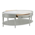 thumbnail image 3 of Benjara Kyna 50 Inch Coffee Table, Sintered Top, 1 Drawer, Classic Oval, Silver, 3 of 5
