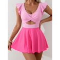 thumbnail image 2 of SKQIT Women's Ruffle Sleeve Cross Wrap Cutout Swim Dress, One Piece Tummy Control Bathing Suit, 2 of 6