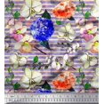 thumbnail image 1 of Soimoi Tissu Poly Georgette Rayé & Imprimé Floral Orchidée au Mètre 52 Pouces de Large, 1 of 3