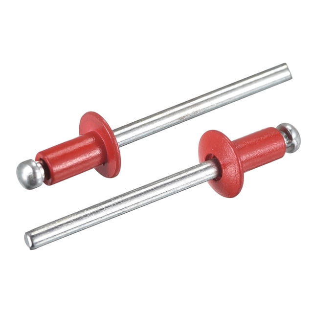 Unique Bargains Rivets Aveugles à Tête Ronde Plate en Aluminium de 4 Mm x 6 Mm, Pack de 100 Rouge