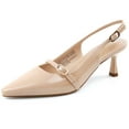 thumbnail image 2 of JENN ARDOR Slingback Kitten Low Heels Pointed Closed Toe Buckle Strap Dress Shoes Wedding Work Pumps, 2 of 5