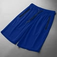 thumbnail image 5 of VSSSJ Mens Athletic Shorts Stretchy Waist Drawstring Moisture Wicking Lightweight Comfortable Zippered Pockets Jogging Sports Short Pants Blue S, 5 of 6