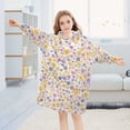 thumbnail image 5 of Dailycode Wearable Blanket Hoodie Oversized Sherpa Flannel Blankets with Pocket for 3-14 Year Old Lilac Yellow Pastel Flower, 5 of 7