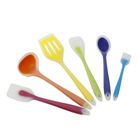 

HEMOTON 6-piece Rainbow Translucent Silicone Kitchen Utensils Utensils Set Spoon Scoop Shovel Spatula Scraper Oil Sweep Salad