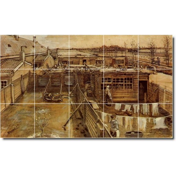 Ceramic Tile Mural-Vincent Van Gogh City Painting 105. 21.25" w x 12.75" h using (15) 4.25 x 4.25 ceramic tiles
