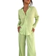 thumbnail image 4 of Coduop Women 2 Piece Pajamas Set Sleepsuit Long Sleeve Loungewear Set Sleepwear Nightwear Pajama, 4 of 6