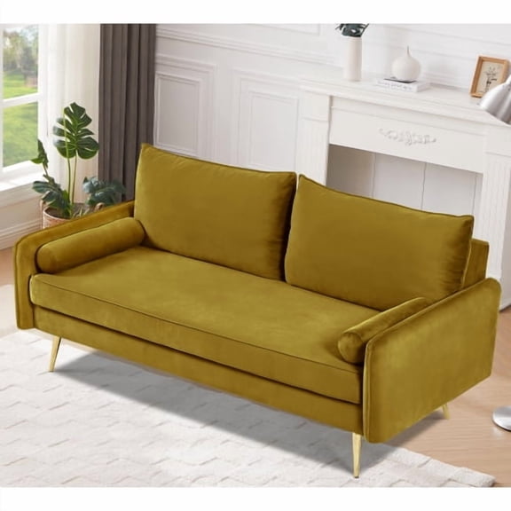 Xukmct 3 Seater Loveseat Sofa with Metal Legs, Upholstered Sofa Couch for Apartment, Living Room, Office, Light Yellow