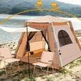 thumbnail image 2 of Inflatable tent, outdoor tent, multiple styles, easy to set up, large space, simple and portable. Suitable for camping/ hiking/ spring trip, Golden/ beige color, 2 of 12
