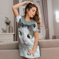 thumbnail image 3 of Uemuo Funny Cat Pattern Women’s Nightdress – Casual Sleep Shirt, Soft Relaxed Fit Short-Sleeved Cotton Sleepwear for Home, Bedtime, and Lounging, 3 of 6