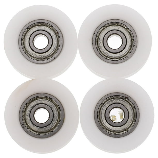 4 rodamientos de polea con ranura en U de nailon para puertas y ventanas correderas suaves, rueda con rodamiento de bolas blanca para uso doméstico y de oficina