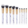 thumbnail image 1 of Juego de brochas de maquillaje de 10 Uds., brochas profesionales con mango de mármol, cerdas sintéticas naturales suaves y sin olor, color blanco Feliz Sencillez, 1 of 5